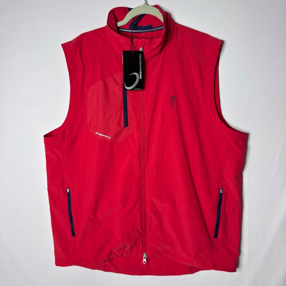 Zero Restriction Z700 Full Zip Golf Vest Mens XL NEW Red Zip Pockets Performance